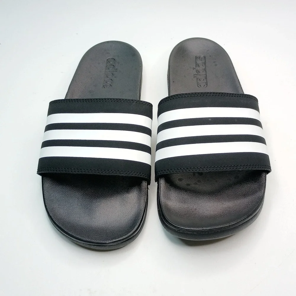 Adidas Adilette Comfort Slides Men Size 8 Black White JS4313 Sportswear